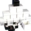 12 Earring Boxes Black & White Snap Lid Gift Display