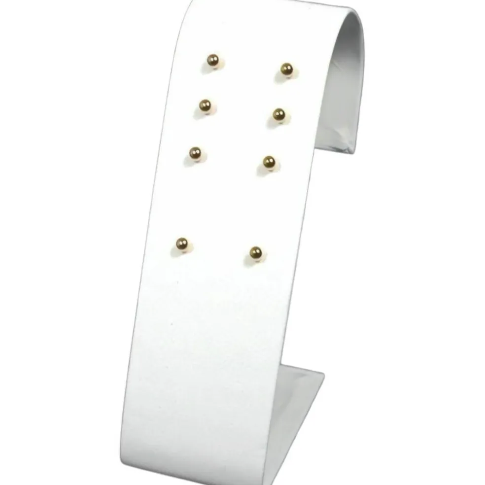 2 Earring Display White Leather Hoop Stud Showcase