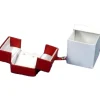Earring Snap Lid Gift Box Red Faux Leather 2"