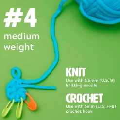 Easy Peasy Yarn for Beginners – Medium #4 Worsted Crochet & Knitting Yarn, Cotton-Nylon Blend