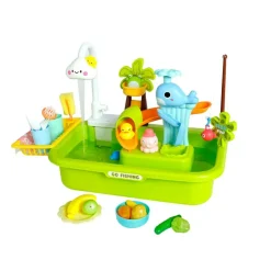 Easy Playhouse: 4-In-1 Play Sink - Running Water Electric Faucet, Kitchen & Food Accessories, Waterpark Theme, Fishing Games, Bath Toys, Kids Age 3+