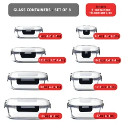 Eatex Glass Food Storage Containers with Lid