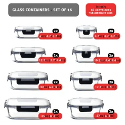 Eatex Glass Food Storage Containers with Lid