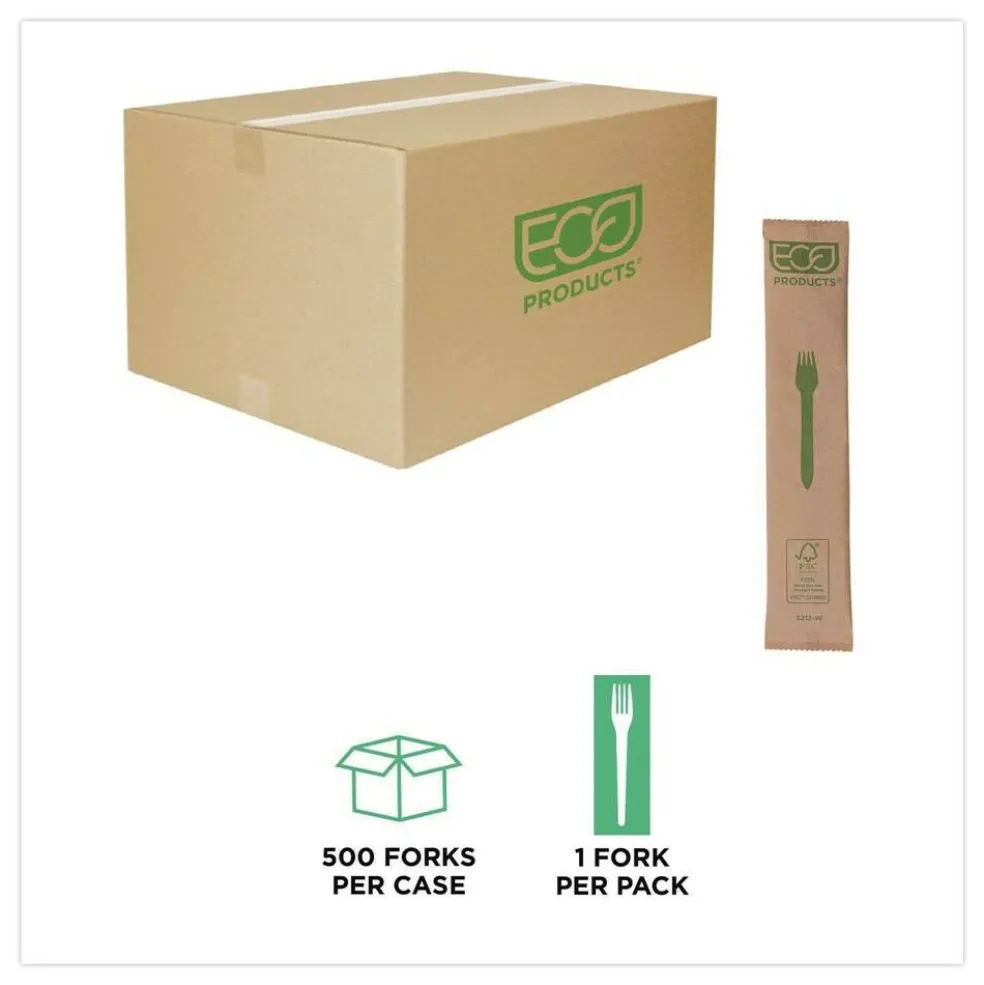 Eco-Products General Purpose Fork Wood Cutlery - Natural (500/Carton)