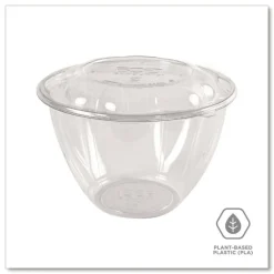 Eco-Products 48 oz. Renewable and Compostable Plastic Salad Bowls with Lids - Clear (150/Carton)