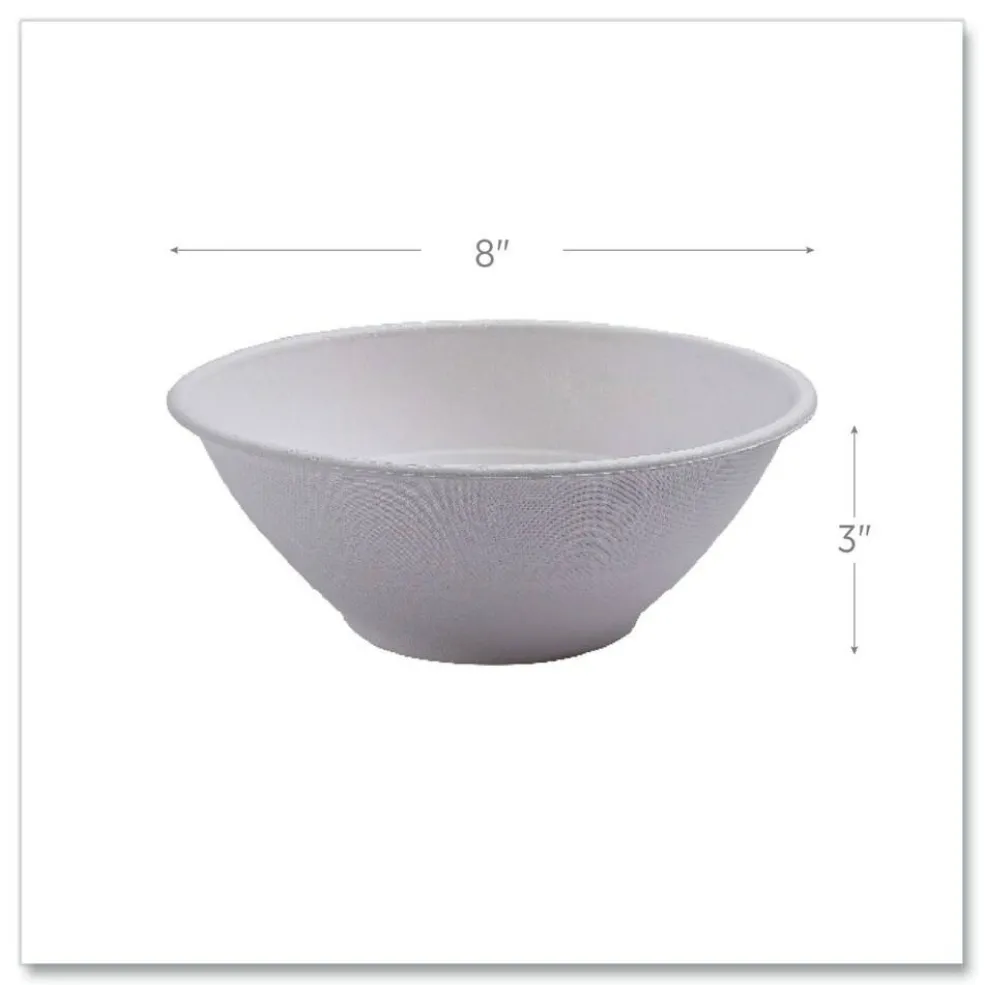 Eco-Products 40 oz Vanguard Renewable and Compostable Sugarcane Bowls - White (400/Carton)