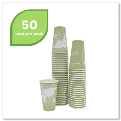 Eco-Products 16 oz. World Art Renewable and Compostable Paper Hot Cups - Moss (50/Pack)