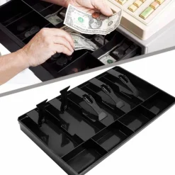 Edge Collections - Black - Black Cash Register Drawer Insert Tray with Bill and Coin Compartments - 1 Piece