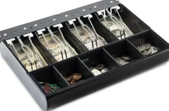 Edge Collections - Black - Cash Register Insert Tray with 4 Bill and 5 Coin Compartments - 1 Piece