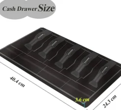 Edge Collections - Black - Cash Register Drawer with 5 Bill and 4 Coin Compartments - 1 Piece