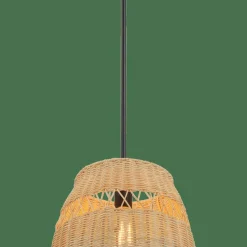 Edge Collections - Black - Essence 1 Light Pendant Rattan Shade Metal Finish - 1 Piece