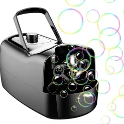 Edge Collections - Blue - Automatic Bubble Blower Machine with Dual-Speed Operation, Portable Handle & Battery/Plug-In Power - 1 Piece