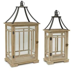 Edge Collections-23", 31"-Brown-Contemporary Decorative Lanterns for Home Decor-2 set