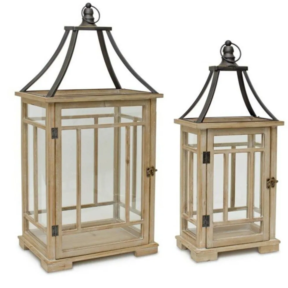 Edge Collections-23", 31"-Brown-Contemporary Decorative Lanterns for Home Decor-2 set