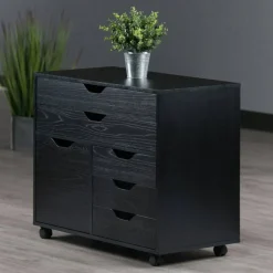 Edge Collections - 5 Drawers - Black - Wide Storage Cabinet with Mixed Drawer Design for Home Organization - 1 Piece
