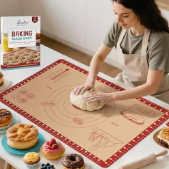 Edge Collections - Extra Thick Silicone Baking Mat with Recipes for Non Stick Baking - 1 Piece