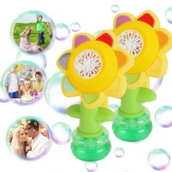 Edge Collections - Multicolor - Bubble Machines With Lights For Kids Rechargeable Dancing Sunflower Bubble Maker Age 4-8 Outdoor Toy Birthday Party - 2 Pieces