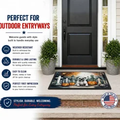 Edge Collections - Multicolor - Spooky Halloween Doormat for Front Door Entryway Hallway and Foyer - 1 Piece