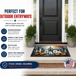 Edge Collections - Multicolor - Spooky Halloween Runner Mat for Front Door Indoor Outdoor Entryway - 1 Piece