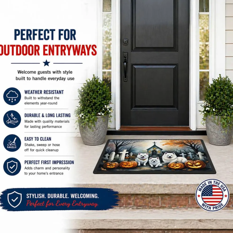 Edge Collections - Multicolor - Spooky Halloween Runner Mat for Front Door Indoor Outdoor Entryway - 1 Piece