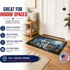 Edge Collections - Multicolor - Spooky Halloween Runner Mat for Front Door Indoor Outdoor Entryway - 1 Piece