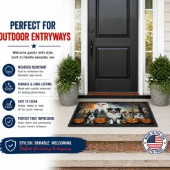 Edge Collections - Multicolor - Spooky Halloween Runner Mat for Front Door Indoor Outdoor Entryway - 1 Piece