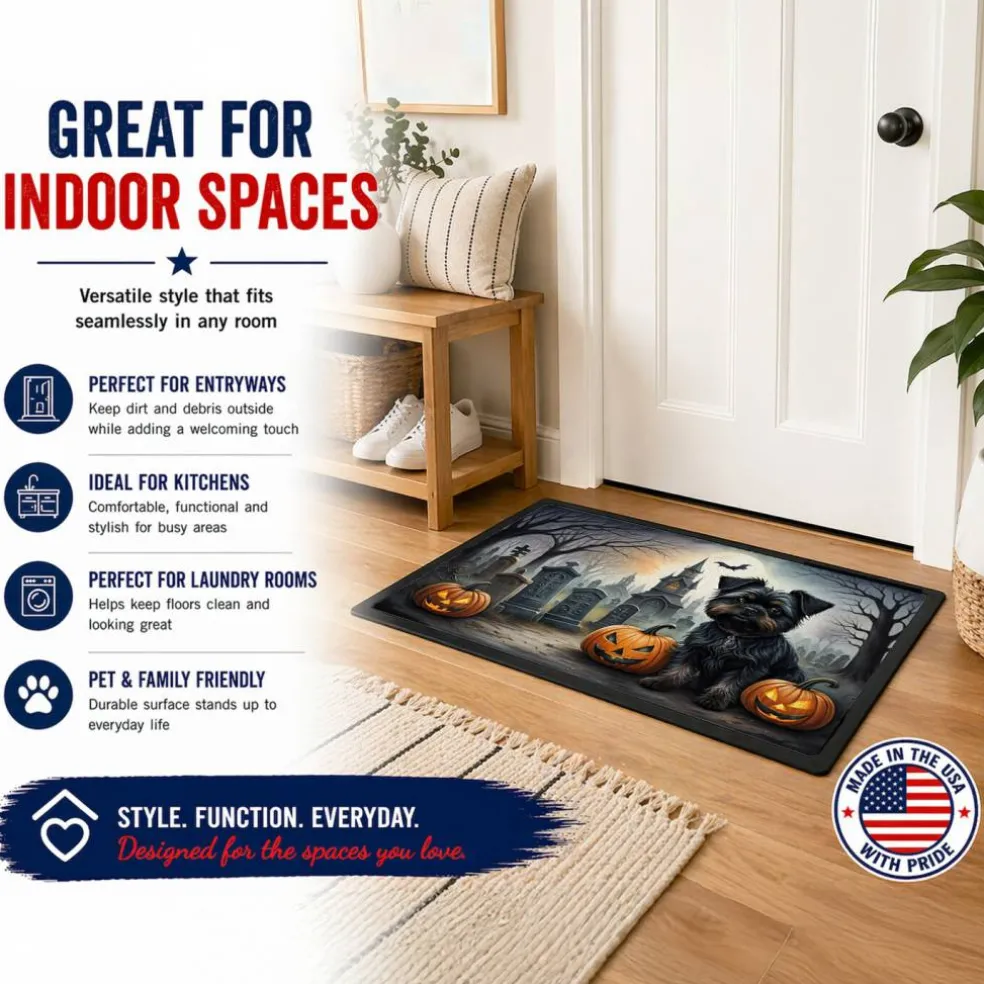 Edge Collections - Multicolor - Spooky Halloween Runner Mat for Front Door Indoor Outdoor Entryway - 1 Piece