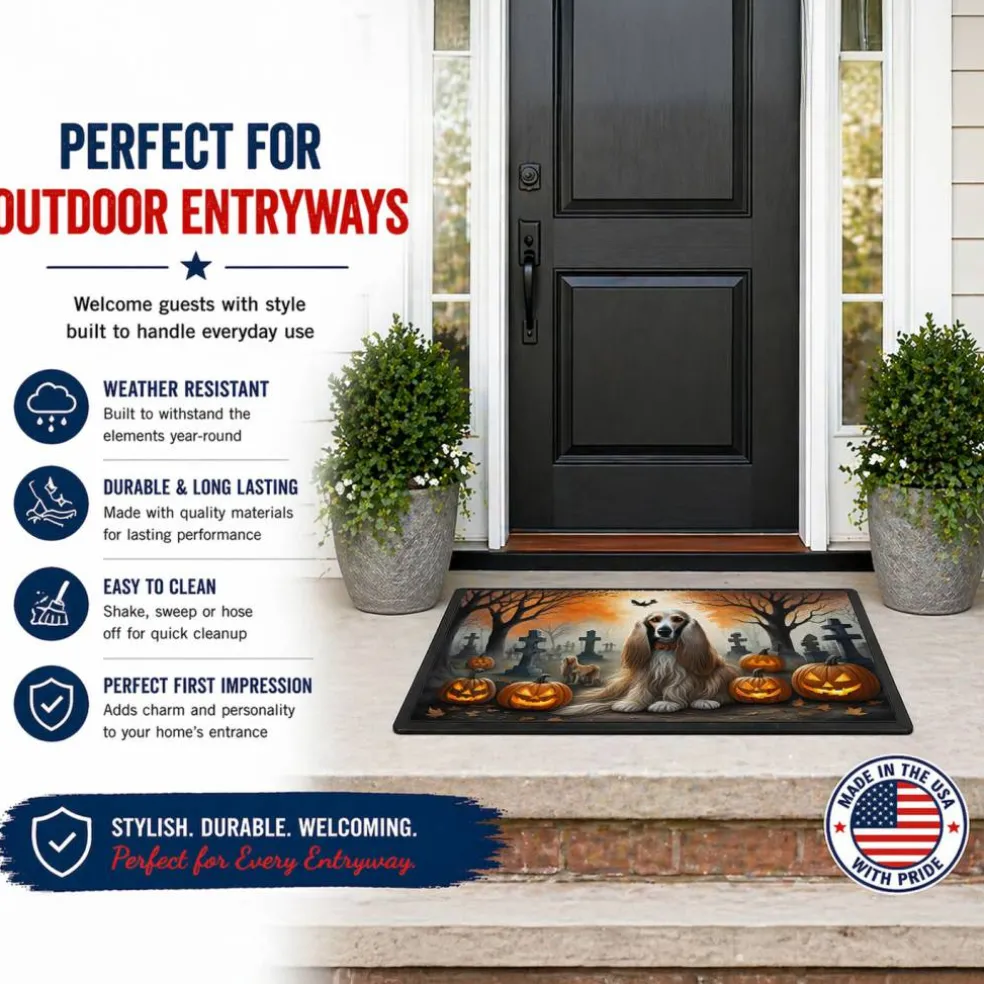Edge Collections - Multicolor - Spooky Halloween Runner Mat for Front Door Indoor Outdoor Entryway - 1 Piece