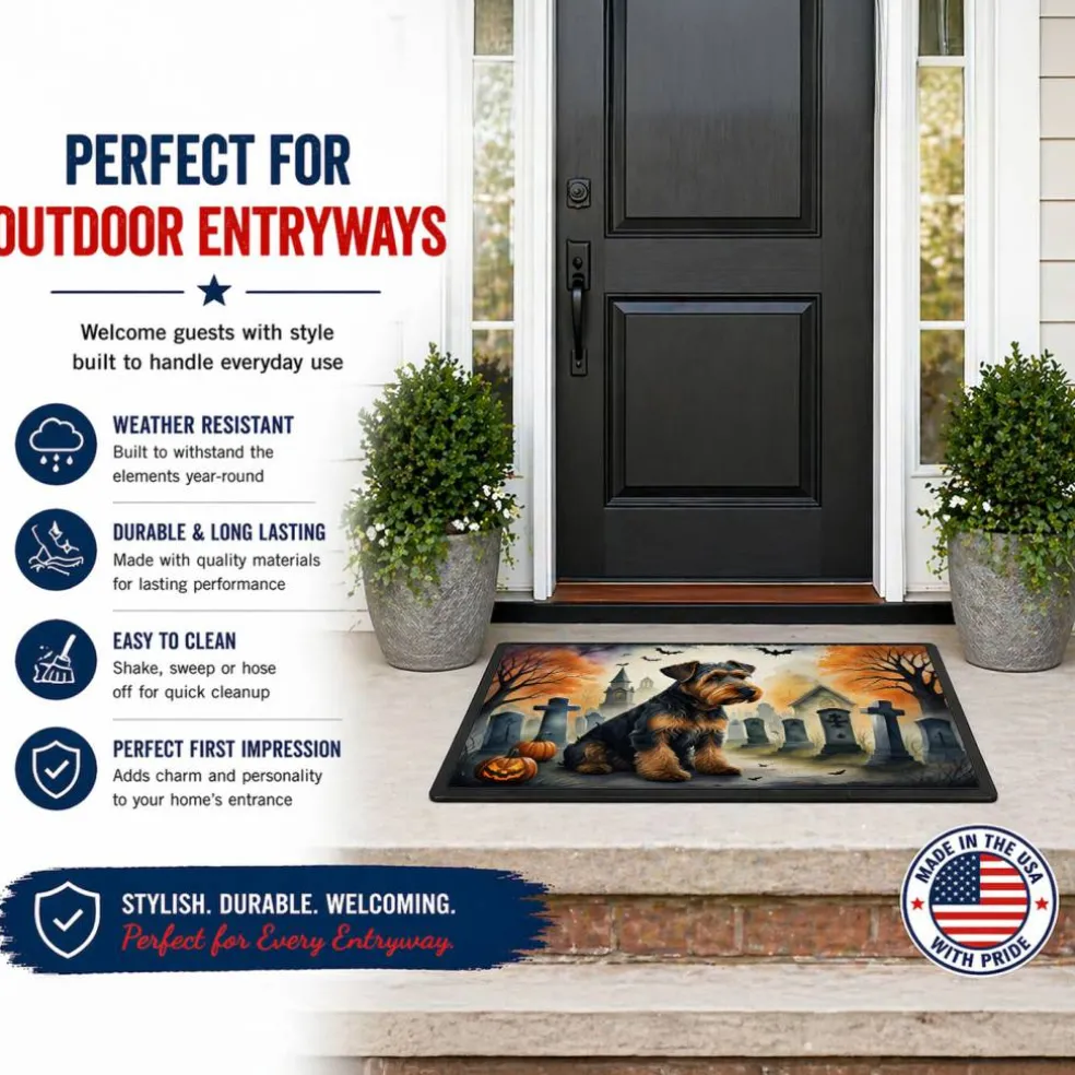 Edge Collections - Multicolor - Spooky Halloween Runner Mat for Front Door Indoor Outdoor Entryway - 1 Piece