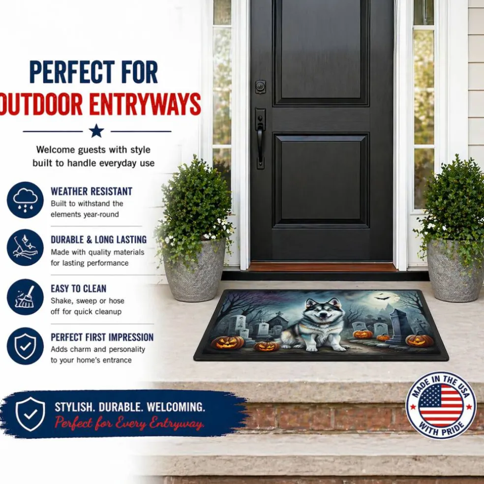 Edge Collections - Multicolor - Spooky Halloween Runner Mat for Front Door Indoor Outdoor Entryway - 1 Piece