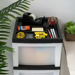 Edge Collections - Multicolor - IRIS 4-Drawer Narrow Plastic Storage Drawer Cart with Organizer Top - 1 Piece