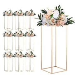 Edge Collections - Rectangular Wedding Flower Stand with Column Display for Centerpieces & Event Décor - 10 Pieces 1 Set