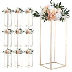 Edge Collections - Rectangular Wedding Flower Stand with Column Display for Centerpieces & Event Décor - 10 Pieces 1 Set