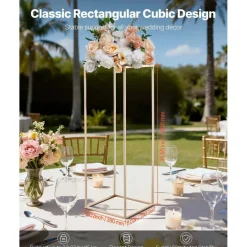 Edge Collections - Rectangular Wedding Flower Stand with Column Display for Centerpieces & Event Décor - 10 Pieces 1 Set