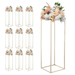 Edge Collections - Rectangular Wedding Flower Stand with Column Display for Centerpieces & Event Décor - 10 Pieces 1 Set