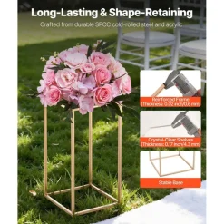 Edge Collections - Rectangular Wedding Flower Stand with Column Display for Centerpieces & Event Décor - 10 Pieces 1 Set