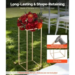 Edge Collections - Rectangular Wedding Flower Stand with Column Display for Centerpieces & Event Décor - 10 Pieces 1 Set