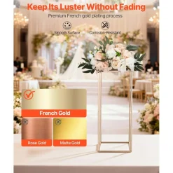 Edge Collections - Rectangular Wedding Flower Stand with Column Display for Centerpieces & Event Décor - 10 Pieces 1 Set