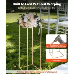 Edge Collections - Rectangular Wedding Flower Stand with Column Display for Centerpieces & Event Décor - 10 Pieces 1 Set
