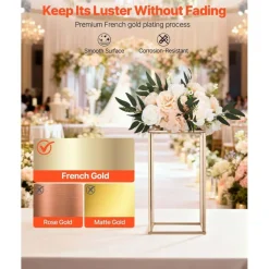 Edge Collections - Rectangular Wedding Flower Stand with Column Display for Centerpieces & Event Décor - 10 Pieces 1 Set