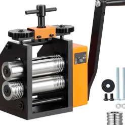 Edge Collections - Silver - 3-in-1 Jewelry Rolling Mill Machine with Adjustable Press Thickness for Sheet, Square Wire & Semicircle Wire - 1 Piece