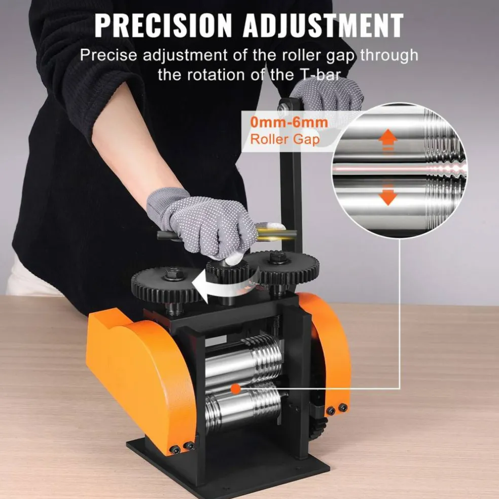 Edge Collections - Silver - 3-in-1 Jewelry Rolling Mill Machine with Adjustable Press Thickness for Sheet, Square Wire & Semicircle Wire - 1 Piece