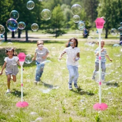 Edge Collections – Standing Bubble Machines with Colorful Lights, Music and Adjustable Height – 2 Pieces