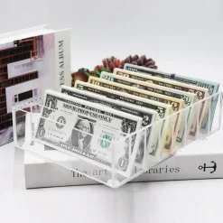 Edge Collections - White - 8 Compartment Transparent Acrylic Money Organizer for Cash - 1 Piece