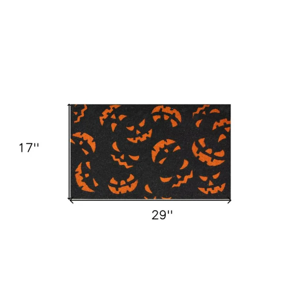 Edge Collections - 17" X 29" - Black - Durable Jack-o'-Lantern Halloween Door Mat - 1 Piece