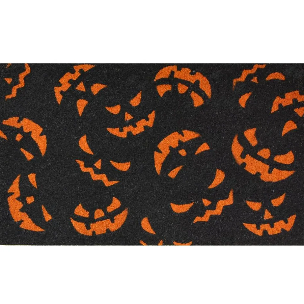 Edge Collections - 17" X 29" - Black - Durable Jack-o'-Lantern Halloween Door Mat - 1 Piece