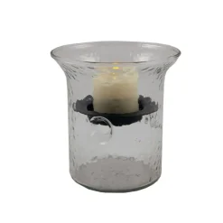 Edge Collections - 4" x 4" - Clear - Elegant Hammered Glass Hurricane Candle Holder - 1 Piece