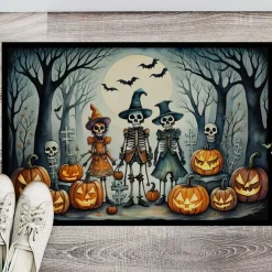 Edge Collections - 24" x 36" - Multicolor - Calacas Skeletons Halloween Doormat Non Slip Washable - 1 Piece