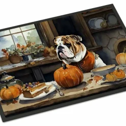 Edge Collections - 18" x 27" - Multicolor - Australian Terrier Fall Kitchen Pumpkins Doormat Indoor Outdoor Rug - 1 Piece
