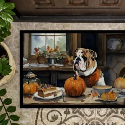 Edge Collections - 18" x 27" - Multicolor - Australian Terrier Fall Kitchen Pumpkins Doormat Indoor Outdoor Rug - 1 Piece